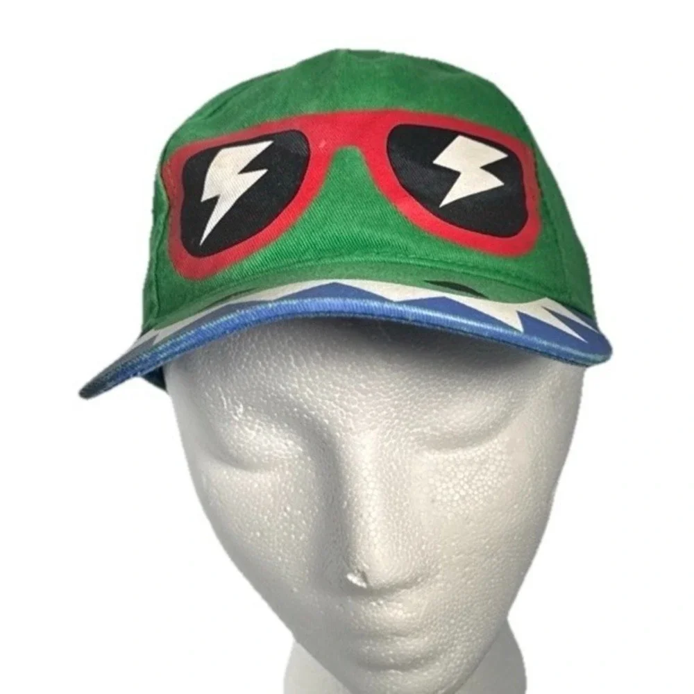 Kids Green Dinosaur Baseball Cap with Sunglasses and Teeth Design